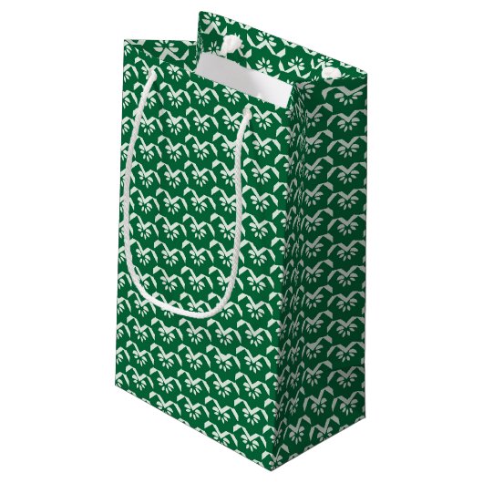 Grüner Blumenzickzack Kleine Geschenktüte (Rückseite Schrägansicht)