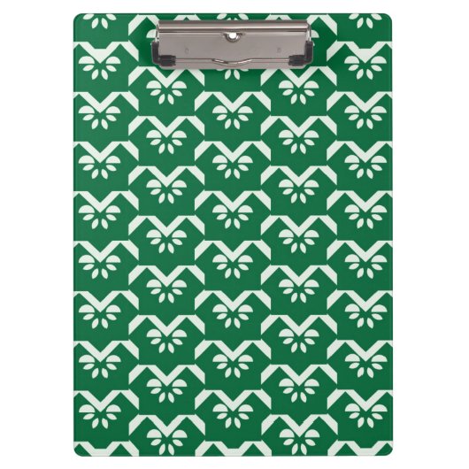 Grüner Blumenzickzack Klemmbrett (Vorderseite)