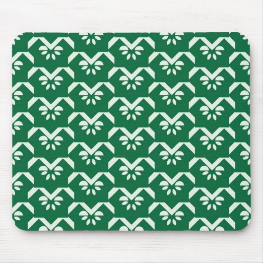 Grüner Blumenzickzack Mousepad (Vorne)