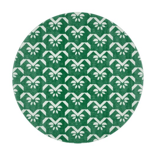 Grüner Blumenzickzack Schneidebrett (Vorderseite)