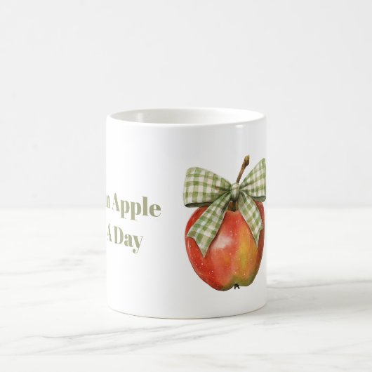 Grüner Bogen Rote Äpfel Pro Tag Kaffeetasse (Mittel)