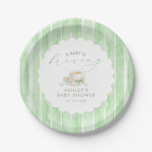 Grüner Bogen Tee Baby Is Brewing Baby Shower Pappteller