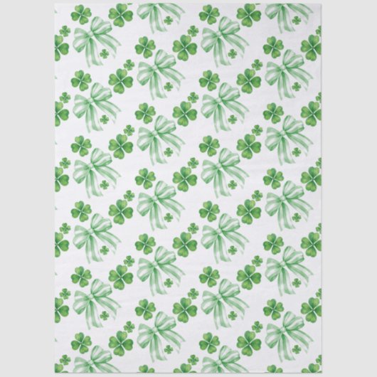 Grüner Bogen Vier-Blatt-Kleeblatt St. Patrick's Da Seidenpapier (Vorderseite)