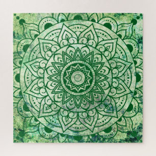 Grüner Bohemian Ethnischer Stylischer Mandala Puzzle