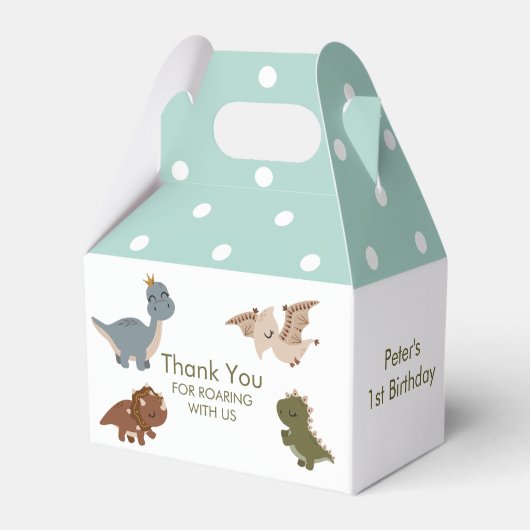 Grüner Boho-Dinosaurier Geschenkschachtel (Vorderseite)