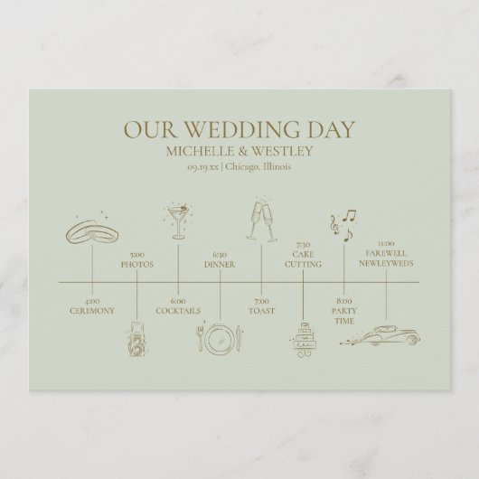 Grüner Boho-Draped-Beaded-Hochzeit Programm (Vorderseite)