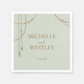 Grüner Boho-Draped-Beaded-Hochzeit Serviette (Vorderseite)