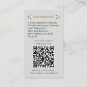 Grüner Boho-Reinigungsdienst-Maid-QR-Code Visitenkarte (Rückseite)