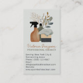 Grüner Boho-Reinigungsdienst-Maid-QR-Code Visitenkarte (Vorderseite)