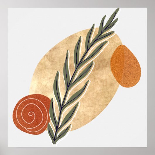 Grüner Boho-Stiel Poster (Vorne)