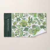 Grüner Boho Vintage Blumenmonogramm Badhandtuch Set (Handtuch)
