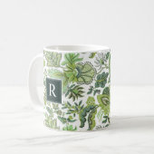 Grüner Boho Vintage Blumenmonogramm Kaffeetasse (Vorderseite Links)