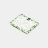 Grüner Boho Vintage Blumenmonogramm Post-it Klebezettel (angewinkelt)