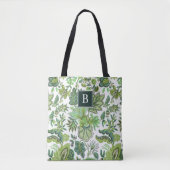Grüner Boho Vintage Blumenmonogramm Tasche (Vorderseite)