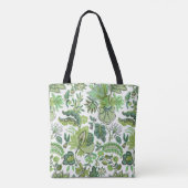 Grüner Boho Vintage Blumenmonogramm Tasche (Rückseite)
