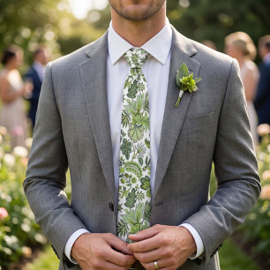 Grüner Boho Vintage-Blumenprint Krawatte