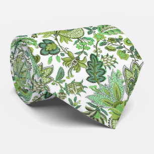 Grüner Boho Vintage-Blumenprint Krawatte