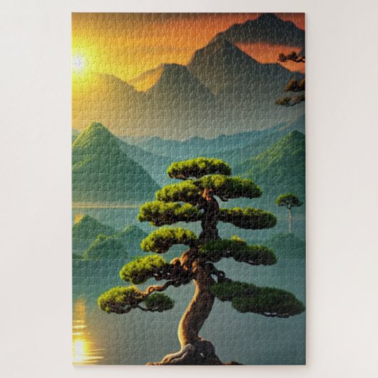 Grüner Bonsai-Baum Puzzle (Vertikal)