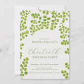 Grüner Botanischer 30. Geburtstag Einladung (Vorderseite)