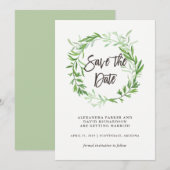 Grüner botanischer Blätterkranz Save-the-Date Save The Date (Vorne/Hinten)