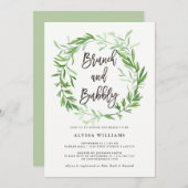 Grüner botanischer BlätterWreathBrunch und Einladung (Vorne/Hinten)