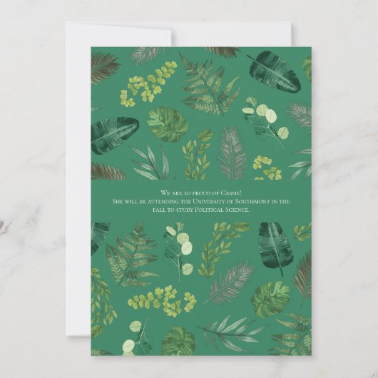Grüner Botanischer Eleganter Abschluss Ankündigung (Rückseite)