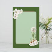 Grüner Botanischer Frühling Briefpapier (Stehend Vorderseite)
