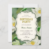 Grüner Botanischer Geburtstag  Einladung (Vorderseite)
