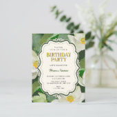 Grüner Botanischer Geburtstag  Einladung (Stehend Vorderseite)