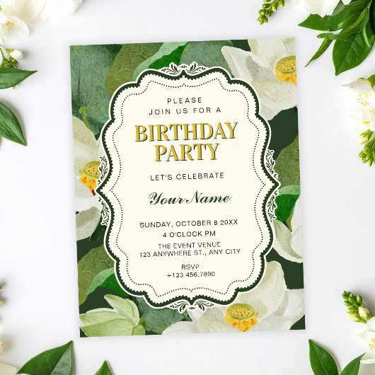 Grüner Botanischer Geburtstag  Einladung