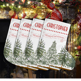 Grüner botanischer Merlingname Personalisiert Großer Weihnachtsstrumpf