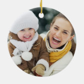 Grüner botanischer Rahmen 2 Foto Weihnachten Keramik Ornament (Hinten)