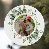 Grüner botanischer Rahmen 2 Foto Weihnachten Keramik Ornament