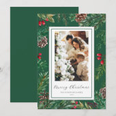 Grüner botanischer Rahmen Frohe Weihnachten (Vorne/Hinten)
