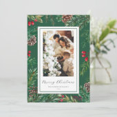 Grüner botanischer Rahmen Frohe Weihnachten (Stehend Vorderseite)