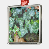 Grüner botanischer See und Felsstein Silbernes Ornament (Links)