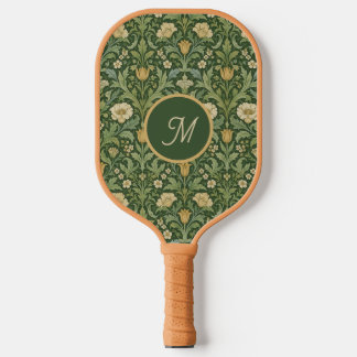 Grüner Botanischer Stil im Stil von William Morris Pickleball Schläger