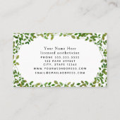 Grüner botanischer Wellness-Center Massage Schönhe Visitenkarte (Rückseite)