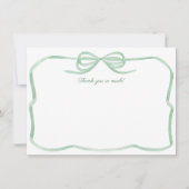 Grüner Bow, der das Brautparty des Knotens bindet Dankeskarte (Vorderseite)