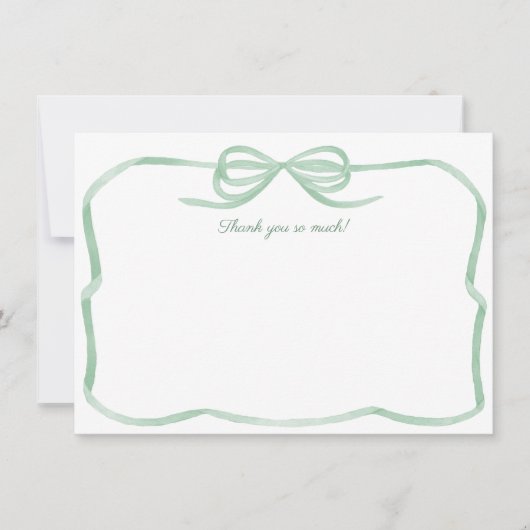 Grüner Bow, der das Brautparty des Knotens bindet Dankeskarte (Vorderseite)