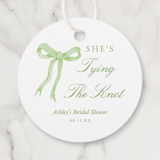 Grüner Bow Sie bindet das Brautparty des Knotens Geschenkanhänger (Rückseite)