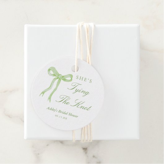 Grüner Bow Sie bindet das Brautparty des Knotens Geschenkanhänger (Beispiel)