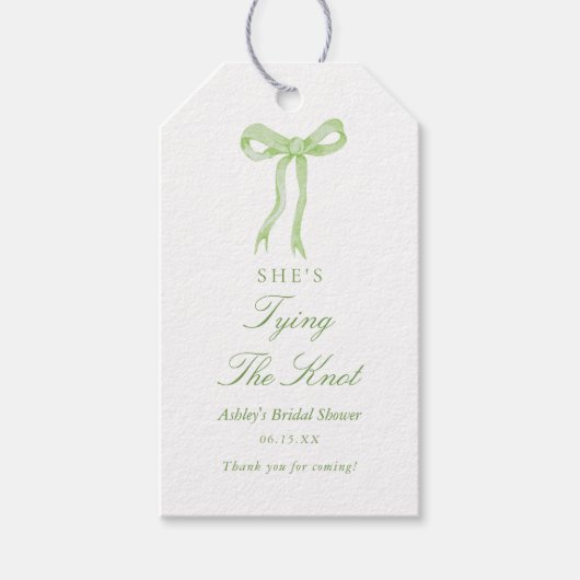 Grüner Bow Sie bindet das Brautparty des Knotens Geschenkanhänger (Vorderseite)