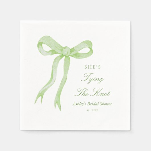 Grüner Bow Sie bindet das Brautparty des Knotens Serviette (Vorderseite)