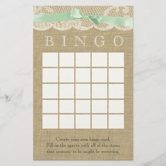 Grüner Bow und Vintager Spitzenduschbingo (Vorderseite)