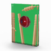 grüner Bowling auf Cricket, Fotoblock (Rechts)