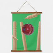 grüner Bowling auf Cricket, Wandteppich Mit Holzrahmen (Vorderseite)