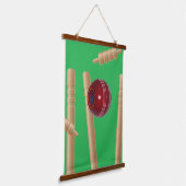 grüner Bowling auf Cricket, Wandteppich Mit Holzrahmen (Gewinkelt)