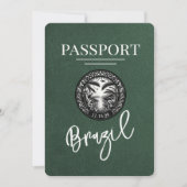 Grüner Brasilien Reisepass Save The Date (Vorderseite)