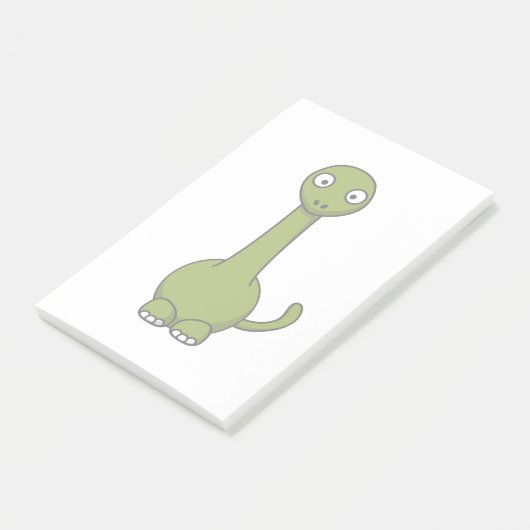 Grüner Brontosaurus-Cartoon Post-it Klebezettel (angewinkelt)